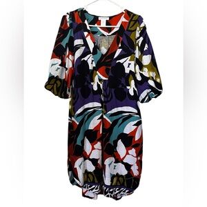 Cynthia Rowley Floral Jungle Puff Sleeve Linen Dress Size Small